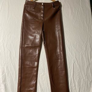 Aritzia Wilfred Melina Brown Vegan Faux Leather Trousers Pants